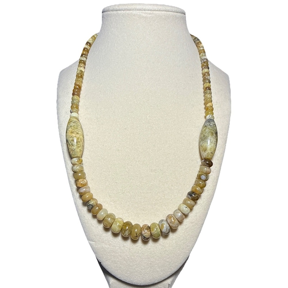 Jay King Yellow Opal and Sterling Silver Beaded Necklace J13-1
